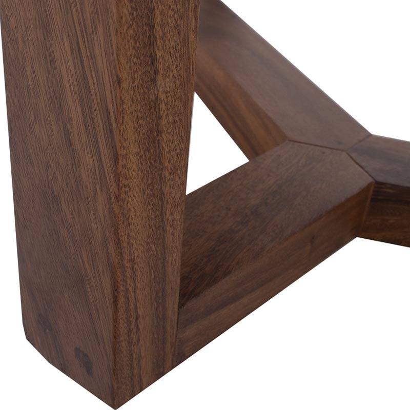 Mesa de comedor Montecarlo de madera sólida de parota con superficie de granito natural, en color café.