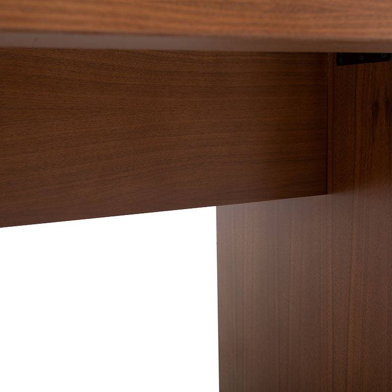 Juego de comedor Quetzal de madera industrializada en nogal con 7 piezas, mesa de 200 cm de largo, estilo moderno y elegante.