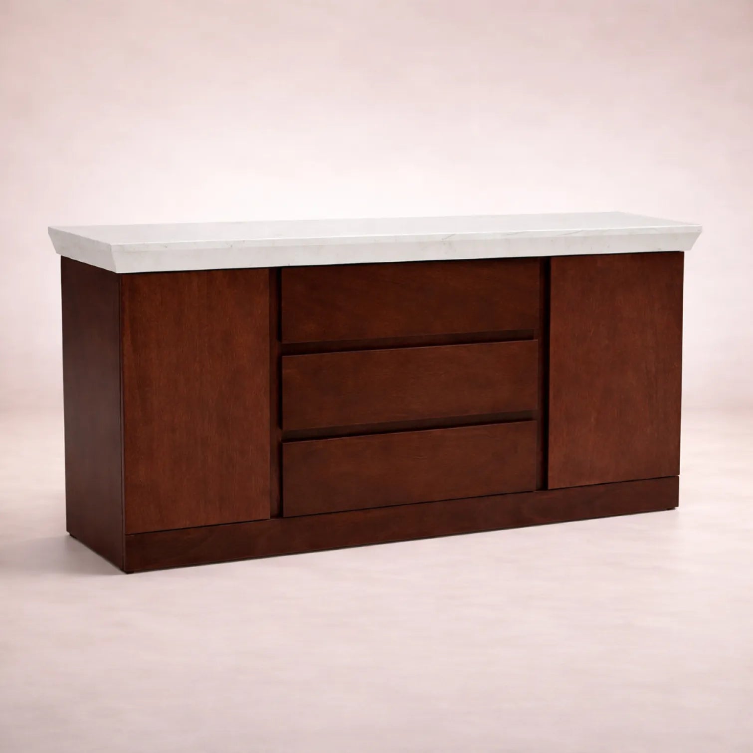 Buffet Mond deoupe, comedor de chapa de caoba con cubierta de mármol belagio, frente de 160 cm, alto 85 cm y fondo 40 cm.