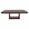 Mesa de comedor Creta II de deurope.com.mx en chapa de okumé, con superficie en tono tabaco, frente, 210 cm largo, 75 cm alto, 115 cm fondo.