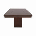 Mesa de comedor Creta II de madera de chapa de okumé en color tabaco, con superficie rectangular y dimensiones 210x115x75 cm.