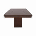 Mesa de comedor Creta II de deurope.com.mx en chapa de okumé, frente, de 210 cm x 75 cm x 115 cm, en color tabaco.