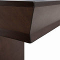 Mesa de comedor Creta II de deurope.com.mx con chapa de okumé, superficie de color tabaco, tamaño 210x75x115 cm, vista frontal.