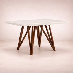 Juego de comedor Aragón de 5 piezas con estructura de madera de poplar y cubierta de mármol, mesa de 120 cm de largo.