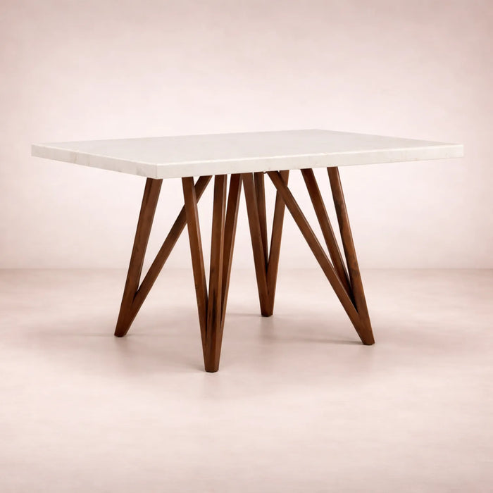Juego de comedor Aragón de 5 piezas con estructura de madera de poplar y cubierta de mármol, mesa de 120 cm de largo.