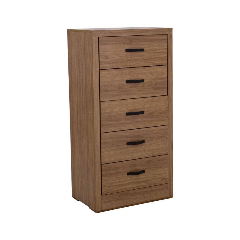 Cómoda Allure de Deurope en madera MDF con acabado nogal, frente de 60 cm y altura de 118 cm, en color café.