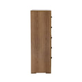 Cómoda Allure de color nogal con acabado en MDF y melamina, frente de 60 cm y altura de 118 cm, ideal para almacenamiento.