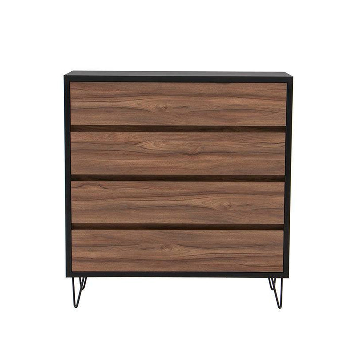 Comoda Lazy de Deurope en color negro nogal, estructura de melamina con 3 cajones, medidas 100x40x105 cm, moderna y funcional.