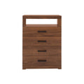 Comoda Nogal Alejandria de recámara, mueble de madera industrializada con 5 piezas, frente de 70 cm, altura de 105 cm y fondo de 39 cm.