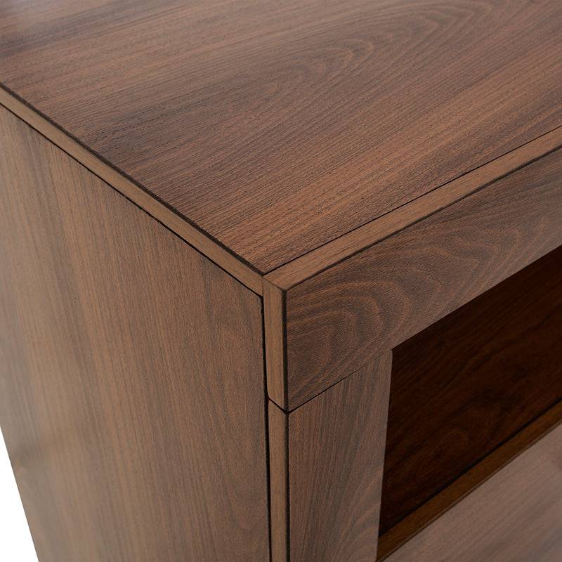 Cómoda Alejandría de madera nogal, de estilo industrial, con 70 cm de ancho, 105 cm de alto y 39 cm de fondo.