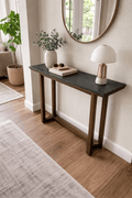 Consoleta Montecarlo de madera oscura, consola decorativa de estilo clásico, diseñada para entrada o sala.