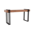 Consola Bennet de deurope.com.mx en madera de encino y estructura metálica, negra y nogal, con dimensiones 160x80x40 cm.