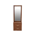 Espejo de pie con cajones de madera Atenas, estilo moderno y funcional, con espejo grande y espacio de almacenamiento.