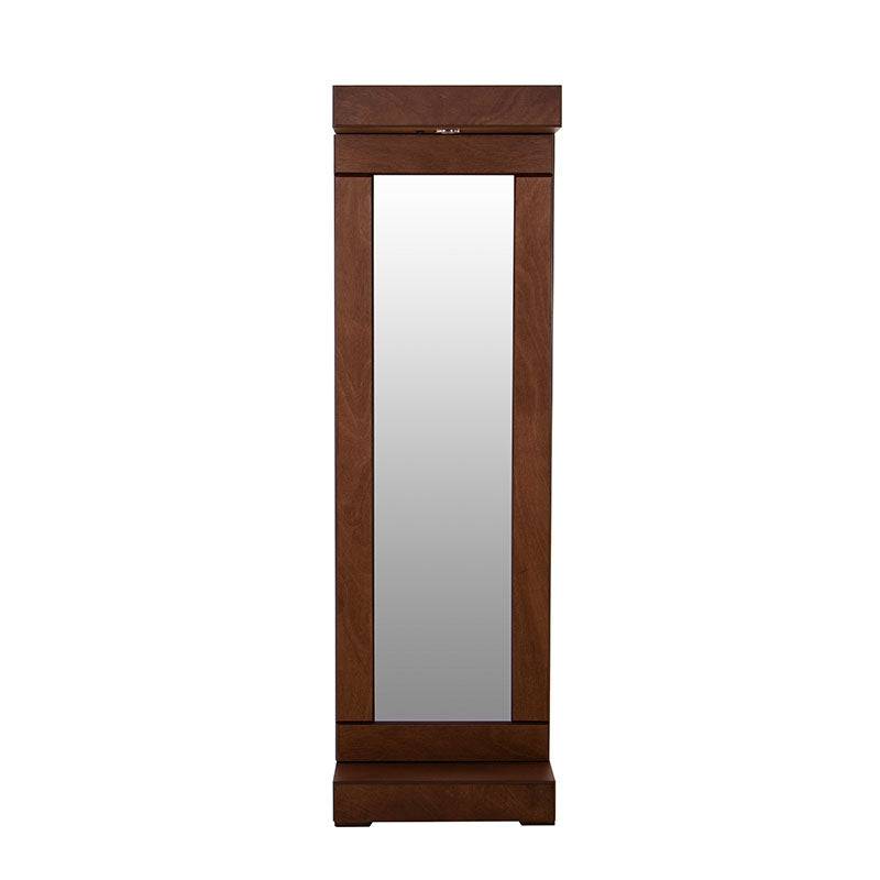 Espejo de pie con alhajero Noruega de madera de chapa de okume, de aproximadamente 180 cm de alto y 51 cm de frente.