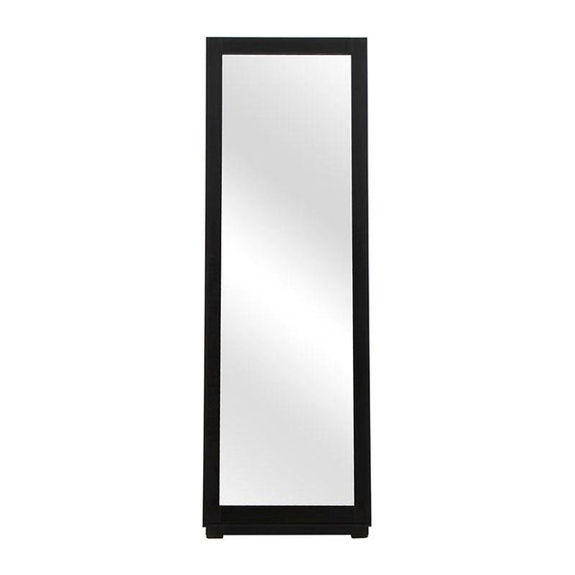 Espejo de pie negro Lazy de deurope.com.mx con estructura de melamina, tamaño 60x180x40 cm y espejo frontal.