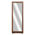 Espejo de pie Kenia de madera nogal con marco industrial, frente de 60 cm, alto 170 cm y fondo 34 cm, en estilo moderno.