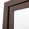 Espejo de pie Boston de madera oscura con marco industrializado, frente de 62 cm, altura de 180 cm y fondo de 42 cm.