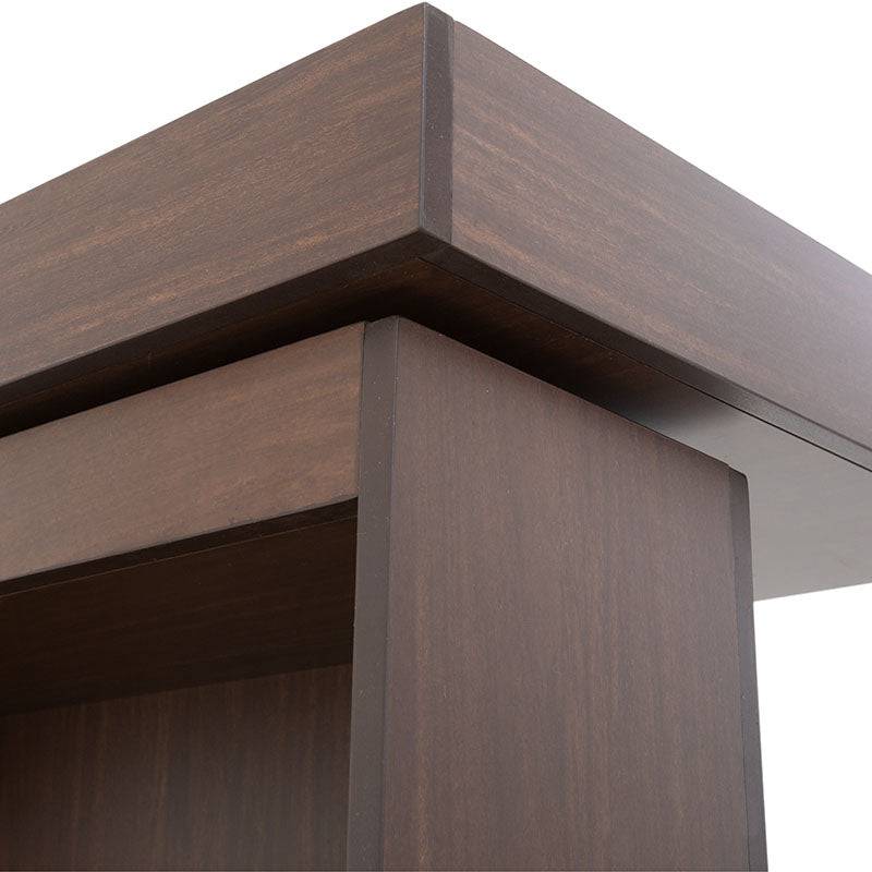 Espejo de pie Boston de madera oscura, marco de nogal, con estructura industrial, tamaño 62x180 cm y fondo de 42 cm.