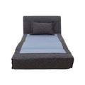 Futón Blux de Deurope en tela gris tipo jaquard, con medidas de 86x62x100 cm, ideal para espacios modernos y cómodos.