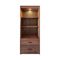 Librero de madera Bourbon de deurope.com.mx con estantes abiertos y diseño elegante para almacenamiento y decoración.