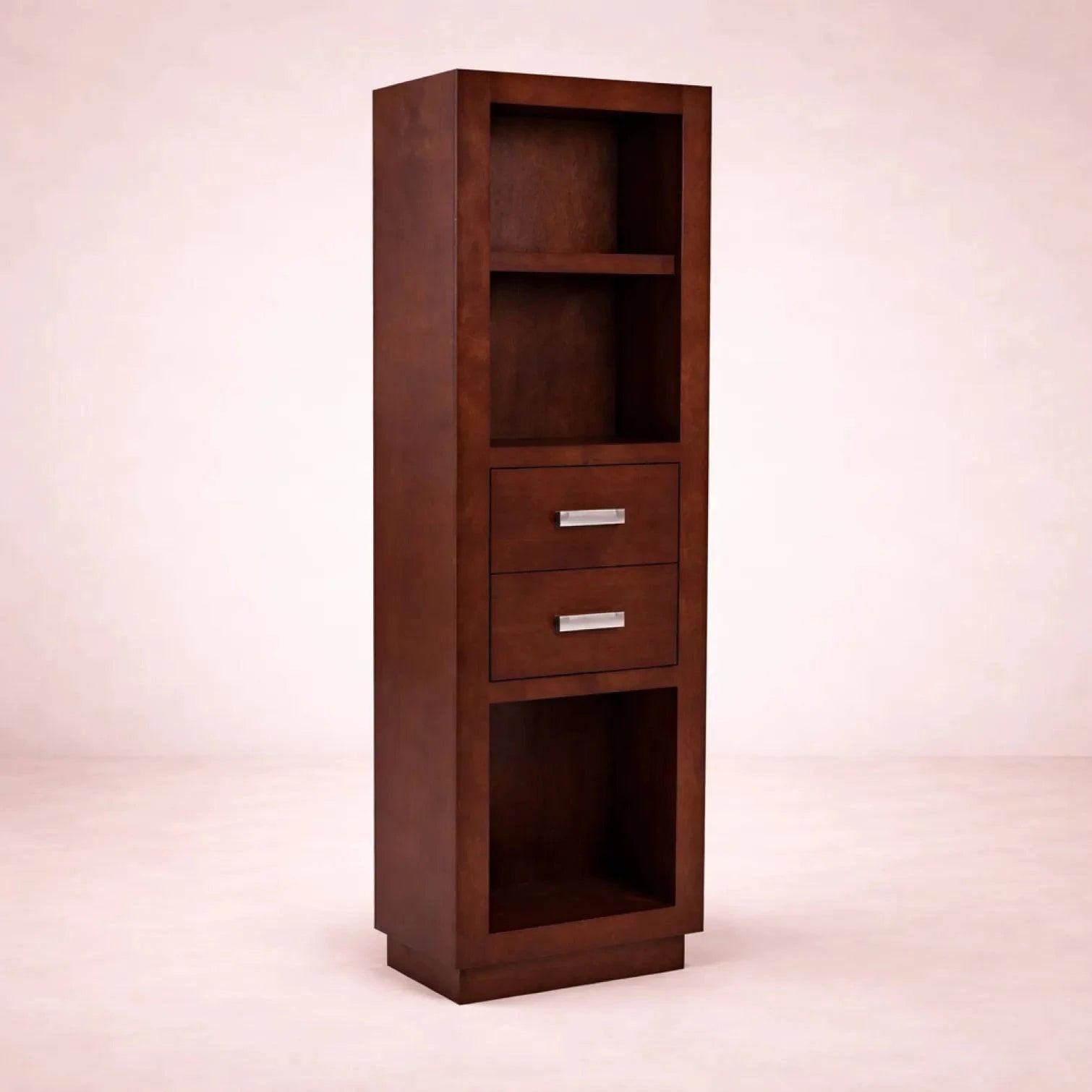 Librero Quebec de madera de nogal, encino y okumé, con 60 cm de frente, 180 cm de alto y 35 cm de fondo, de deurope.com.mx