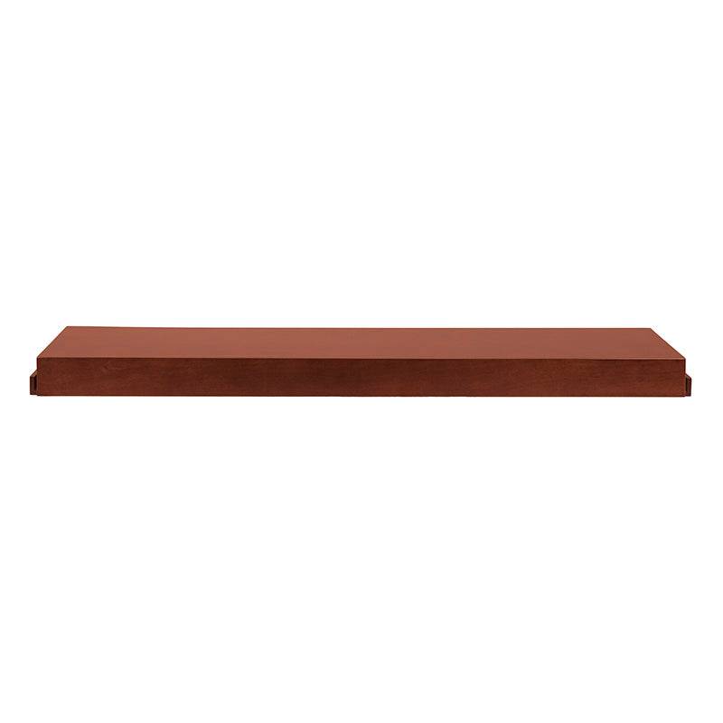 Travesaño Tamayo para libreros de chapa de caoba en tono tabaco, de 160 cm de largo, con detalles en madera natural.