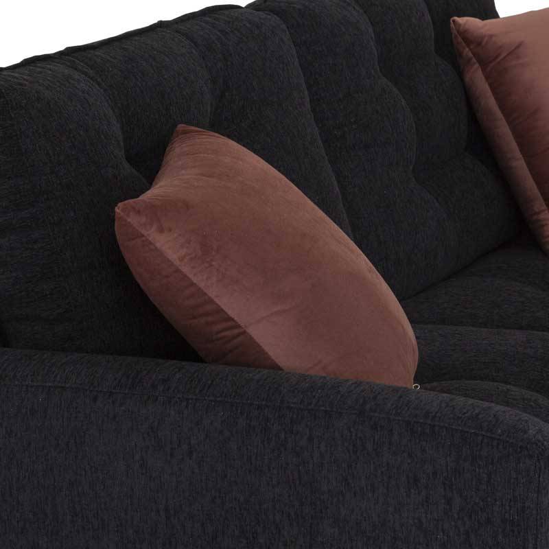 Sofá loveseat Eugenia de deurope.com.mx en tela gris con cojines y estructura moderna para sala de estar.