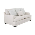 Sofá loveseat Oliver de deurope.com.mx en color gris, con cojines acolchados y diseño moderno para sala de estar.