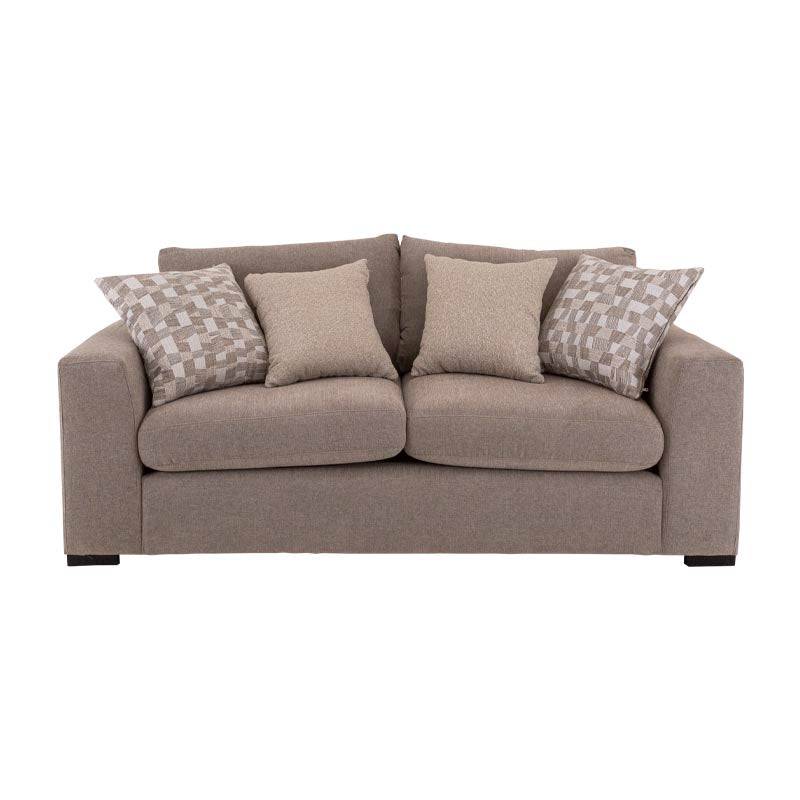 Sofá loveseat Oporto de deurope.com.mx en color gris, con cojines cómodos y estructura moderna, ideal para salas de estar.