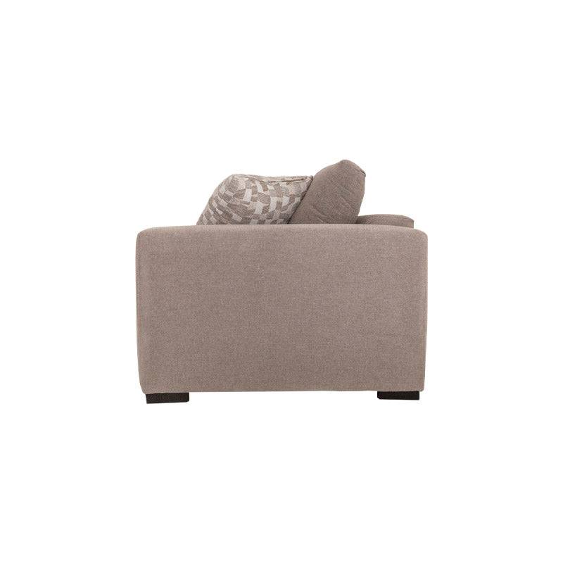 Sofá loveseat Oporto de deurope.com.mx en tejido gris con cojines acolchados y estructura moderna para sala de estar.