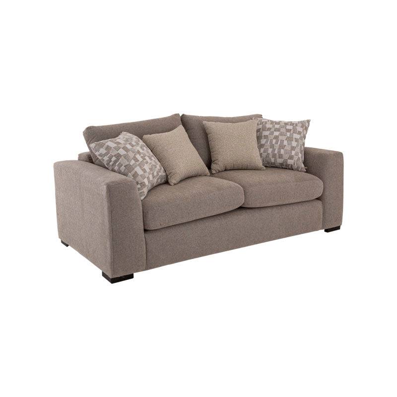 Sofá loveseat Oporto de Deurope en color gris claro, con cojines acolchados y brazos curvos para sala moderna.