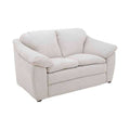Sofá loveseat Chloe de tela marfil con respaldo y asiento acolchado, mide 150 cm de ancho, 90 cm de alto y 96 cm de fondo.