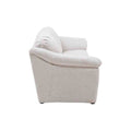 Sofá loveseat Chloe de Deurope, tapizado en tela marfil, con respaldo y asientos cómodos, mide 150 cm de ancho.