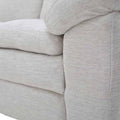 Sofá loveseats Chloe deurope, tapizado en tela marfil, con respaldo y asientos cómodos, frente y dimensiones visibles.