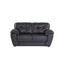 Sofá loveseat Carter de cuero en tono moka, diseño moderno con respaldo y asiento acolchado, frente a la cámara.