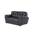 Sofá loveseat Carter de cuero moka de deurope.com.mx, vista frontal mostrando diseño elegante y tamaño compacto.