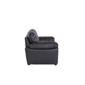 Sofá loveseat Carter de piel en color moka, con diseño moderno y cómodo, mostrado desde el frente con dimensiones de 169 cm de alto.