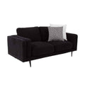 Juego de sala Alessandra 2 piezas en tapiz negro, sofá loveseat con estructura moderna y tapizado de tejido afelpado.