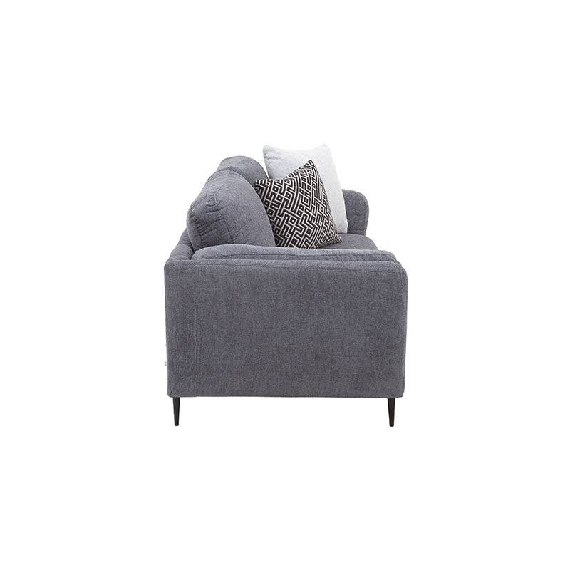 Sofá loveseat Alessandra de tapiz negro con acabado afelpado, 176 cm de ancho, 80 cm de alto y 93 cm de fondo.