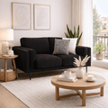 Juego de sala Alessandra deoupe.com.mx, loveseat negro de tapiz en tejido plano afelpado con respaldo y asiento cómodo.