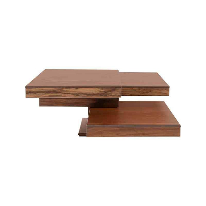 Mesa de centro Tabachin en chapa de tzalam color café claro, con superficie de 90 cm y altura de 42 cm.