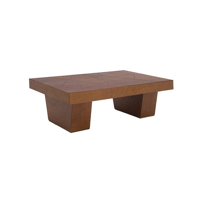 Mesa de centro Quetzal de Deurope.com.mx en madera de tzalam con chapa de okumé, frente de 120 cm, altura de 42 cm y fondo de 80 cm.