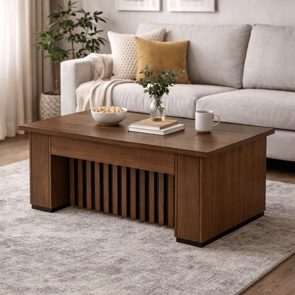 Mesa de centro Bourbon de la marca deurope.com.mx, con superficie de madera y diseño elegante para sala.