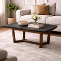 Mesa de centro Montecarlo deurope.com.mx, superficie de madera y estructura moderna en color natural.