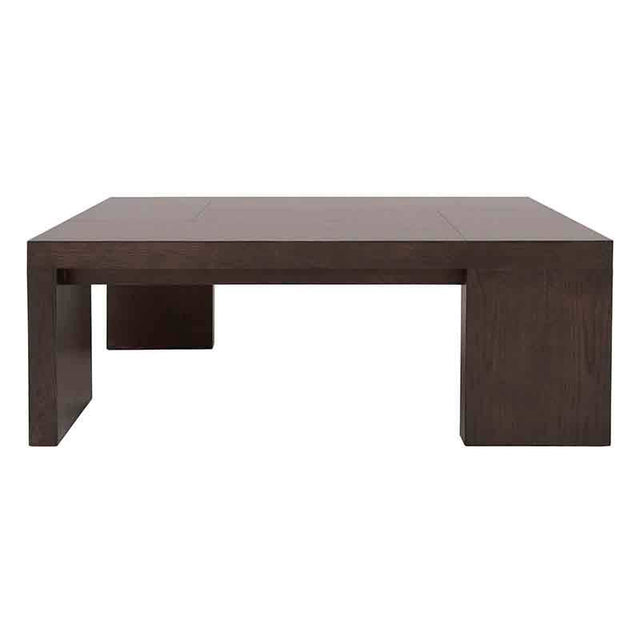 Mesa de centro Ripol en gris ash oscuro, madera industrializada enchapada en encino, con dimensiones de 120x45x80 cm.