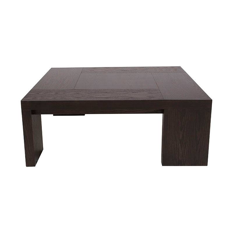 Mesa de centro Ripol de estilo industrial en madera enchapada en encino gris oscuro, con dimensiones de 120x80x45 cm.