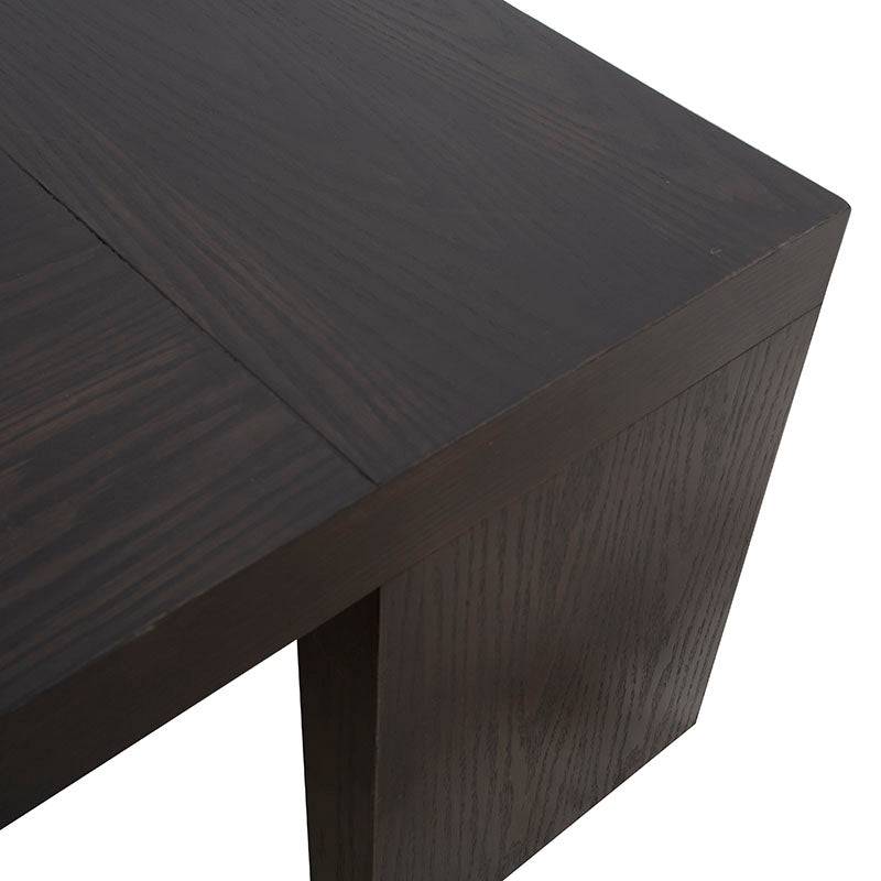 Mesa de centro Ripol de madera enchapada en encino con acabado gris ash oscuro, dimensiones 120x45x80 cm, estilo industrial.