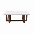 Mesa de centro Kaori de Deurope con superficie de mármol veneciano y estructura de nogal, tamaño 110x70x45 cm.