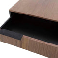 Mesa de centro Jess de madera de pino con chapa de nogal, color negro, superficie de 120 cm de largo y 35 cm de alto.
