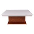 Mesa de centro Mond de Deurope con tapa de mármol y chapa de caoba, tamaño 100x43x100 cm, en acabado elegante y moderno.